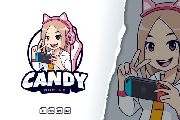 Build Your Gaming Brand Identity with Candy Gamer Logo Girl