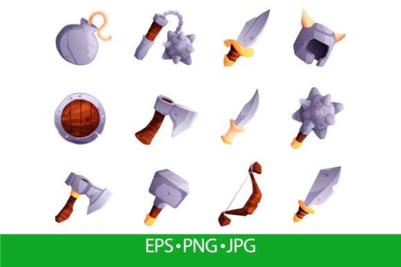 Cartoon Military Medieval Weapons: A Vector Arsenal for Strategy Game Design