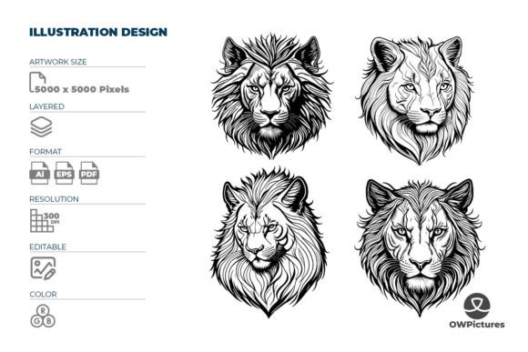 The King Lion Faces Vector Template: Integrating a Premium Asset into Your Creative Workflow