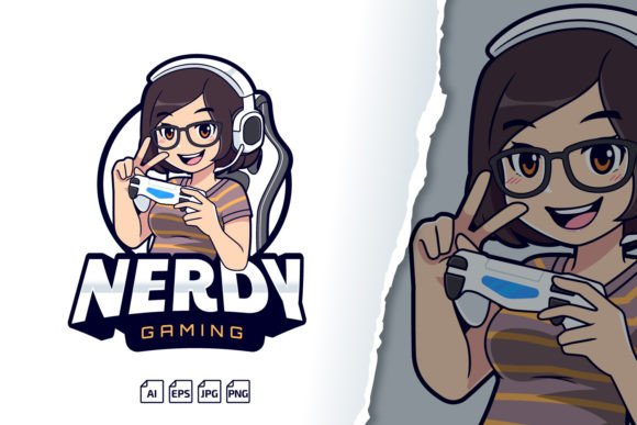 The Nerdy Girl Gamer Logo: A Dynamic Brand Identity Kit