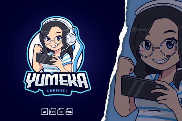 Yumeka Gamer Girl Logo: Bold Esports Branding